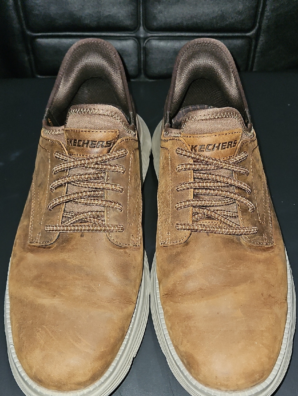 Skechers Men’s Tan/Brown Casual Leather Slip-Ins Sneakers Size 11.5